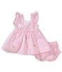 Adventurewear 360 Baby Girls Easter Bunny & Carrots Patterned Seersucker Dress, Color:Pink - Image 2