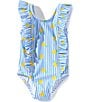 Adventurewear 360 Baby Girls Lemon Ruffle One-Piece Swimsuit, Color:Blue - Image 1