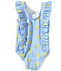 Adventurewear 360 Baby Girls Lemon Ruffle One-Piece Swimsuit, Color:Blue - Image 2