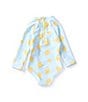 Color:Blue - Image 2 - Baby Girls 3-24 Months Long Sleeve Round Neck Lemon Rashguard Swimsuit