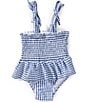 Adventurewear 360 Baby Girls 3-24 Months Red Gingham One-Piece Swimsuit, Color:Blue - Image 1