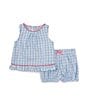 Color:Blue - Image 1 - Baby Girls 3-24 Months Round Neck Sleeveless Gingham Woven Set