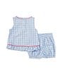 Color:Blue - Image 2 - Baby Girls 3-24 Months Round Neck Sleeveless Gingham Woven Set