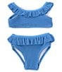Color:Blue - Image 1 - Baby Girls 3-24 Months Scrunch 2-Piece Swimsuit