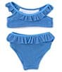Color:Blue - Image 2 - Baby Girls 3-24 Months Scrunch 2-Piece Swimsuit