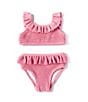 Color:Pink - Image 1 - Baby Girls 3-24 Months Scrunch Two-Piece Swim Suit