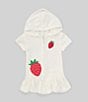 Color:White - Image 1 - Baby Girls 3-24 Months Short Sleeve Zip Up Front Hooded Strawberry Swim Coverup