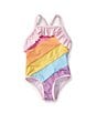 Color:Multi - Image 1 - Baby Girls 3-24 Months Square Neck Rainbow One-Piece Swimsuit