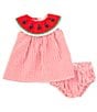 Color:Red - Image 1 - Baby Girls Newborn-12 Months Watermelon Print Dress