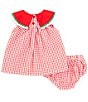 Color:Red - Image 2 - Baby Girls Newborn-12 Months Watermelon Print Dress