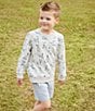 Color:Grey Heather - Image 3 - Little Boys 2T-6 Long Sleeve Bunny Print Sweatshirt