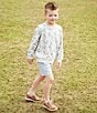 Color:Grey Heather - Image 4 - Little Boys 2T-6 Long Sleeve Bunny Print Sweatshirt