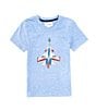 Color:Light Blue Heather - Image 1 - Little Boys 2T-6 Short Sleeve Fighter Jet Applique Heathered T-Shirt