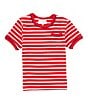 Color:Red - Image 1 - Little Boys 2T-6 Short Sleeve Striped Crew Neck T-Shirt