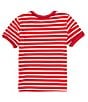 Color:Red - Image 2 - Little Boys 2T-6 Short Sleeve Striped Crew Neck T-Shirt
