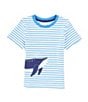 Color:Royal - Image 1 - Little Boys 2T-6 Short Sleeve Striped Whale Applique T-Shirt