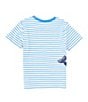 Color:Royal - Image 2 - Little Boys 2T-6 Short Sleeve Striped Whale Applique T-Shirt