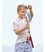 Color:White - Image 6 - Little Boys 2T-6 Short Sleeve Whale Embroidered Polo Shirt