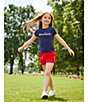 Color:Blue - Image 3 - Little Girls 2T-6X America Embroidered T-Shirt