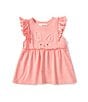 Color:Pink - Image 1 - Little Girls 2T-6X Bunny Applique Flutter Sleeve T-Shirt