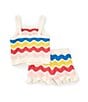Color:Multi - Image 2 - Little Girls 2T-6X Chevron Crochet Tank Top & Short Set