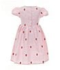 Adventurewear 360 Little Girls Gingham Short Sleeve Strawberry Embroidered Dress, Color:Pink Gingham - Image 2