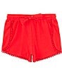 Color:Red - Image 1 - Little Girls 2T-6X Lace Trim Short
