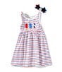 Adventurewear 360 Little Girls Round Neckline Sleeveless Americana Popsicle Dress With Sunglasses Set, Color:Multi - Image 1