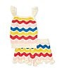 Adventurewear 360 Little Girls Scalloped Crochet Ruffle Tank & Shorts Set, Color:Multi - Image 1