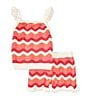 Adventurewear 360 Little Girls Scalloped Crochet Ruffle Tank & Shorts Set, Color:Pink Multi - Image 1