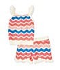Adventurewear 360 Little Girls Scalloped Crochet Ruffle Tank & Shorts Set, Color:Pink/Blue Multi - Image 1