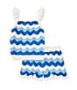 Adventurewear 360 Little Girls Scalloped Crochet Ruffle Tank & Shorts Set, Color:Blue Multi - Image 1