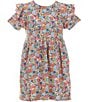 Adventurewear 360 Little Girls Puppy Floral Print Round Neck Cap Sleeve Shift Dress, Color:Floral - Image 1