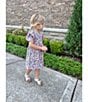 Adventurewear 360 Little Girls Puppy Floral Print Round Neck Cap Sleeve Shift Dress, Color:Floral - Image 5