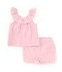 Color:Pink - Image 1 - Little Girls 2T-6X Stripe Tank Top & Shorts Set