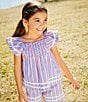 Adventurewear 360 Little Girls 2T-6X Striped Seersucker Flutter Sleeve Top & Matching Pull-On Shorts Set, Color:Multi - Image 2