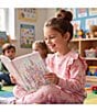 Adventurewear 360 Little Girls Bow Print Crew Neck Long Sleeve Pullover Ruffle Sweatshirt & Jogger Pants Set - Image 2
