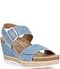 Aetrex Anetta Denim Embossed Leather Espadrille Wedge Sandals - Image 1