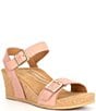 Color:Rose - Image 1 - Lexa Leather Wedge Sandals