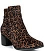 Aetrex Rebecca Leopard Print Calf Hair Buckle Strap Block Heel Booties - Image 1