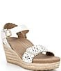 Aetrex Sydney Floral Perforated Leather Espadrille Platform Wedge Sandals - Image 1