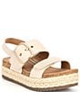 Color:Cream - Image 1 - Vania Leather Buckle Detail Platform Espadrille Sandals