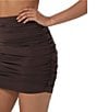 Color:Java - Image 6 - Ace Matte Jersey Ruched High Waist Mini Skirt