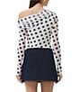 AFRM Barry Dotted Print Mesh Asymmetric Neck Long Sleeve Top, Color:Black Dot - Image 2