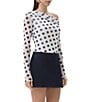 AFRM Barry Dotted Print Mesh Asymmetric Neck Long Sleeve Top, Color:Black Dot - Image 4
