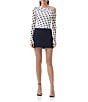 AFRM Barry Dotted Print Mesh Asymmetric Neck Long Sleeve Top, Color:Black Dot - Image 5