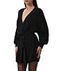 AFRM Bartow Long Sleeve Cable Knit Wrap Cardigan, Color:Noir - Image 1