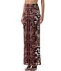 AFRM Bevin Printed High Waisted Mesh Coordinating Maxi Skirt, Color:Burgundy Chain - Image 4