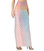 Color:Grid Ombre - Image 4 - Bevin Printed Mesh High Rise Maxi Skirt