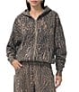 AFRM Cameron Coordinating Leopard Print Logo Zip Up Hoodie - Image 1
